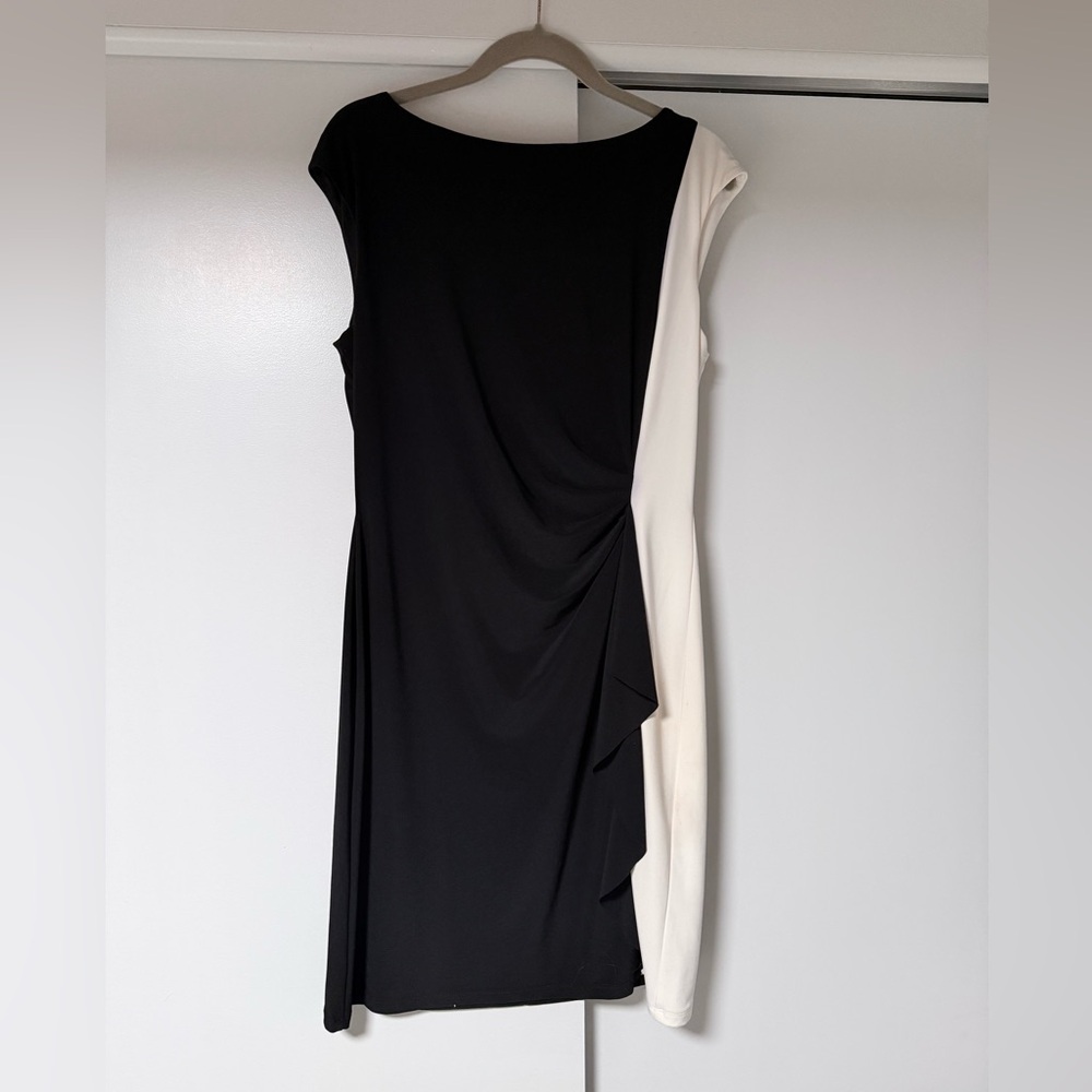 Chaps Black & White Colorblock Dress Size Large